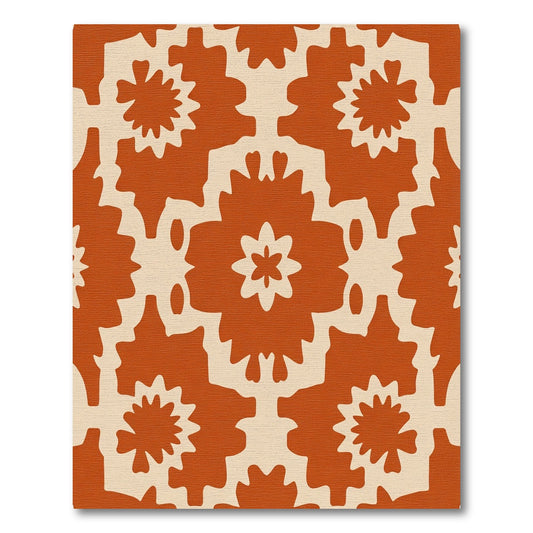 Terracotta Floral Sunburst Medallion Rug