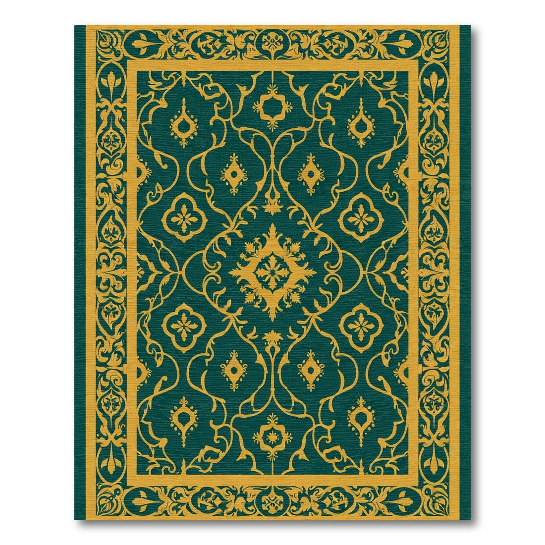 Emerald Gold Medallion Scroll Rug