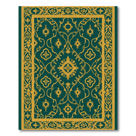 Emerald Gold Medallion Scroll Rug