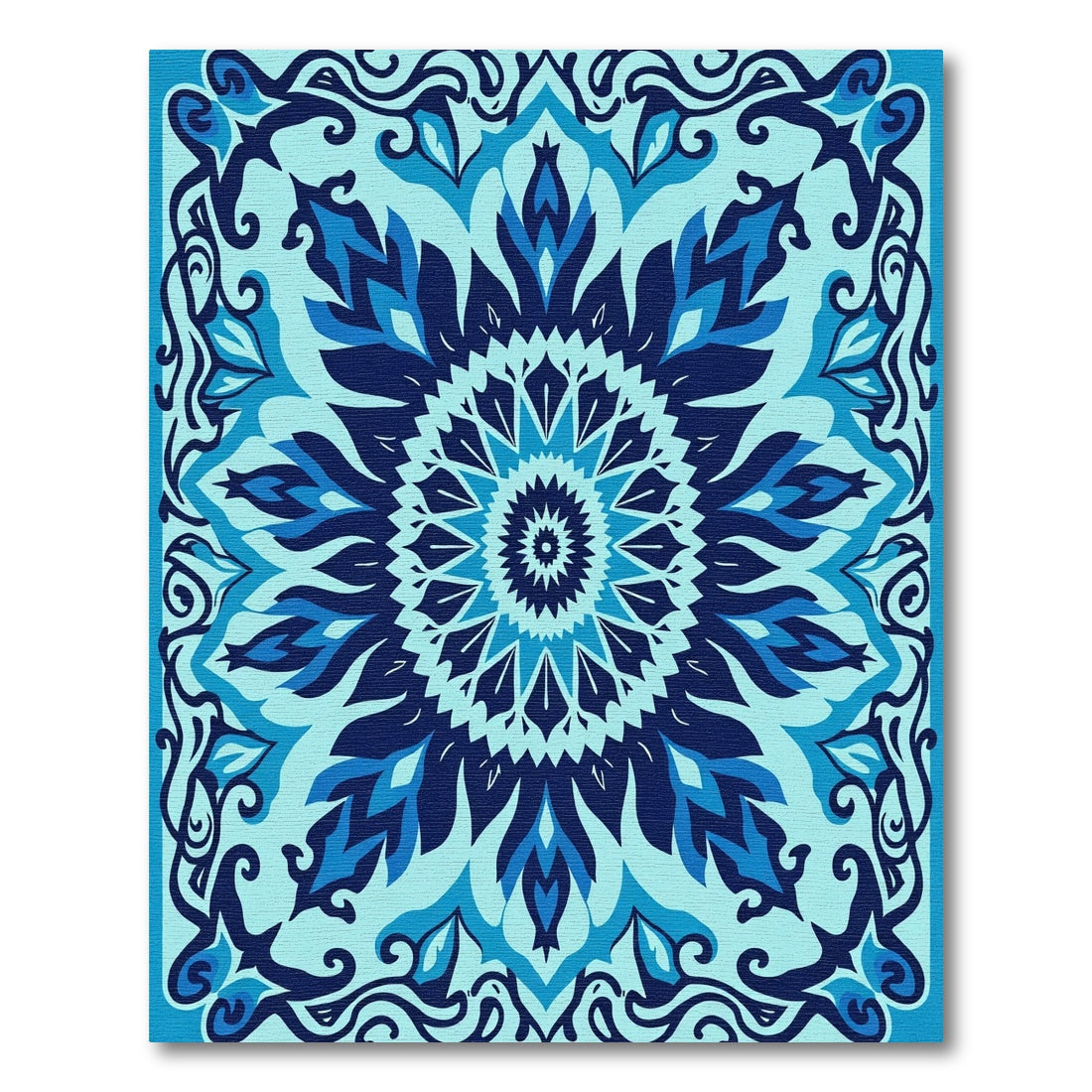 Oceanic Tile Floral Medallion Rug