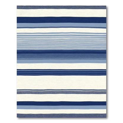 Navy Blue Cream Stripe Texture Rug