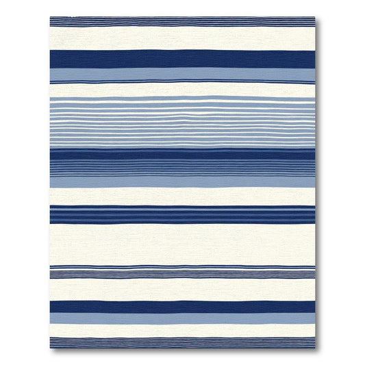 Navy Blue Cream Stripe Texture Rug