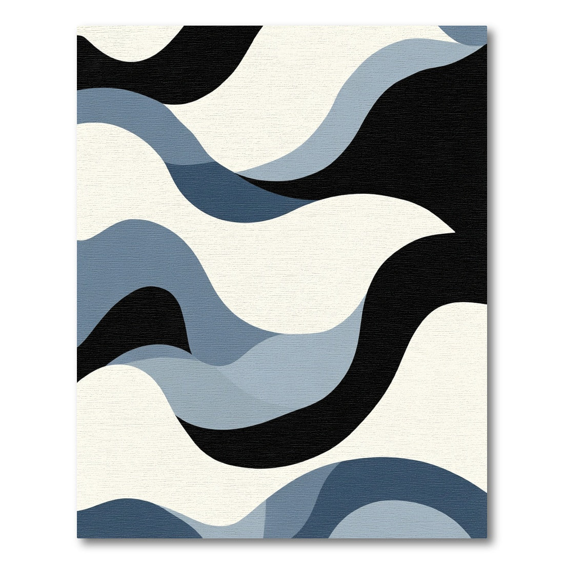 Modern Blue Wave Abstract Rug