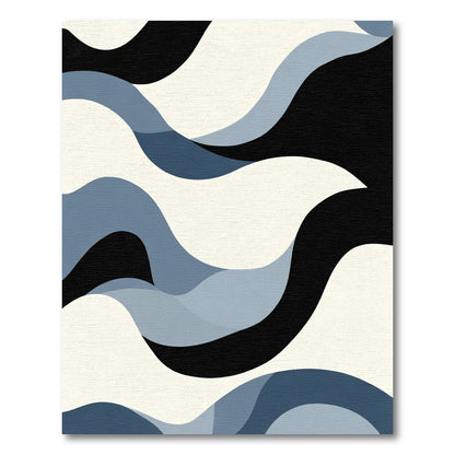 Modern Blue Wave Abstract Rug