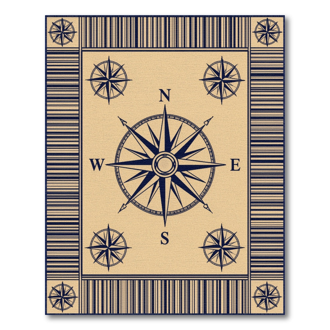 Nautical Compass Beige Area Rug
