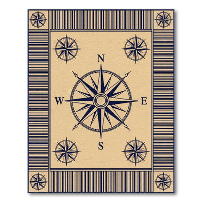 Nautical Compass Beige Area Rug