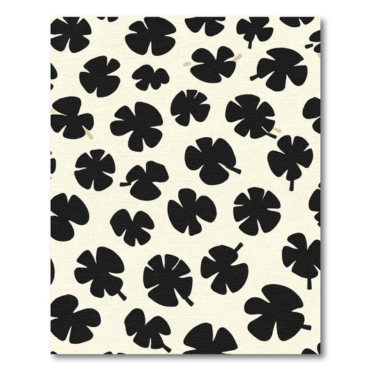 Black Cloverleaf Botanical Arrangement Rug