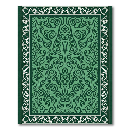 Emerald Green Swirl Damask Border Rug