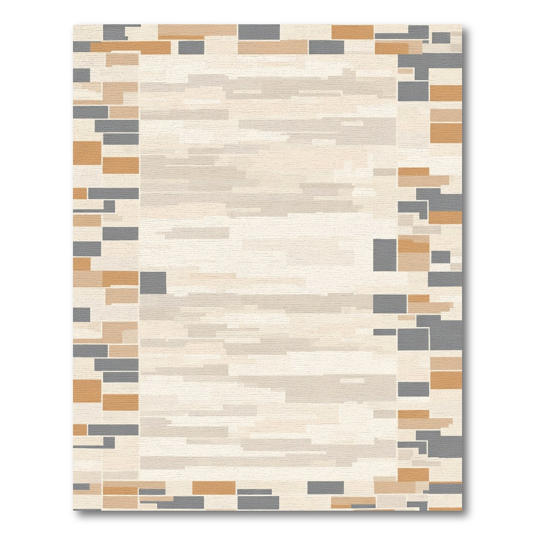 Neutral Modern Block Border Rug