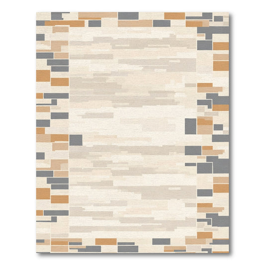 Neutral Modern Block Border Rug