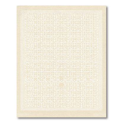 Cream White Geometric Lattice Rug