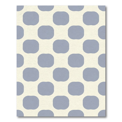 Soft Blue Rounded Square Grid Rug