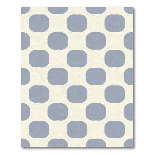 Soft Blue Rounded Square Grid Rug