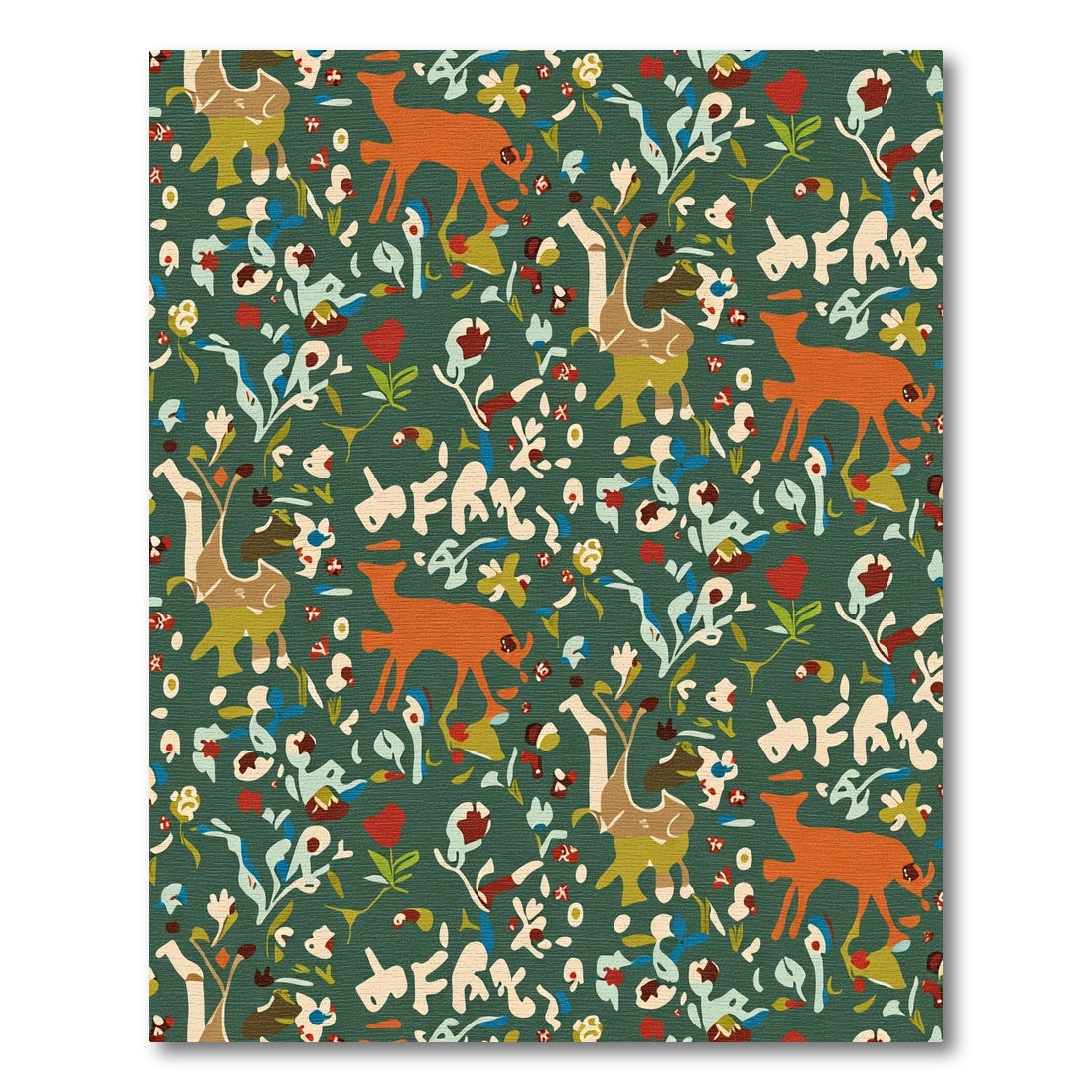 Woodland Whimsical Deer Floral Meadow Rug