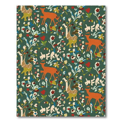 Woodland Whimsical Deer Floral Meadow Rug