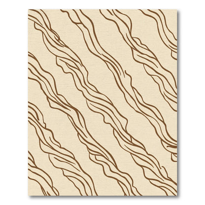 Earthy Beige Wavy Streak Rug