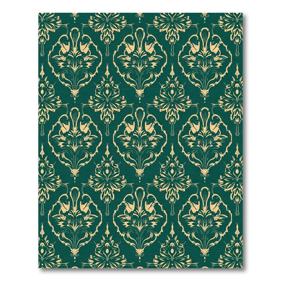 Emerald Gold Baroque Floral Medallions Rug