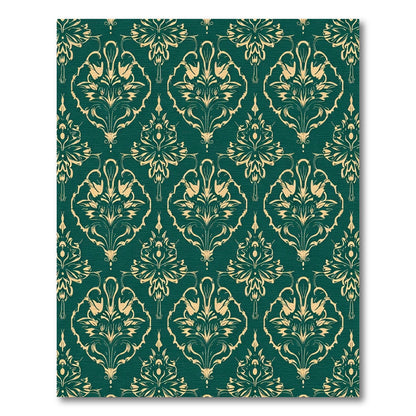 Emerald Gold Baroque Floral Medallions Rug