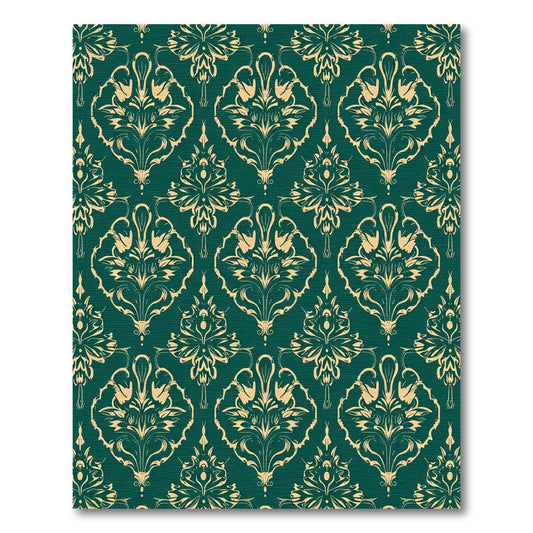 Emerald Gold Baroque Floral Medallions Rug