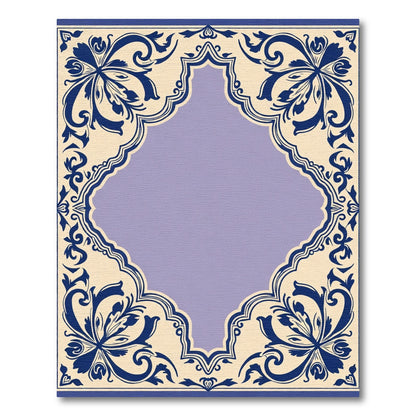 Ornate Blue Floral Cream Medallion Rug