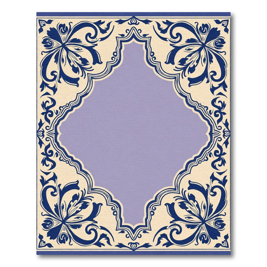 Ornate Blue Floral Cream Medallion Rug