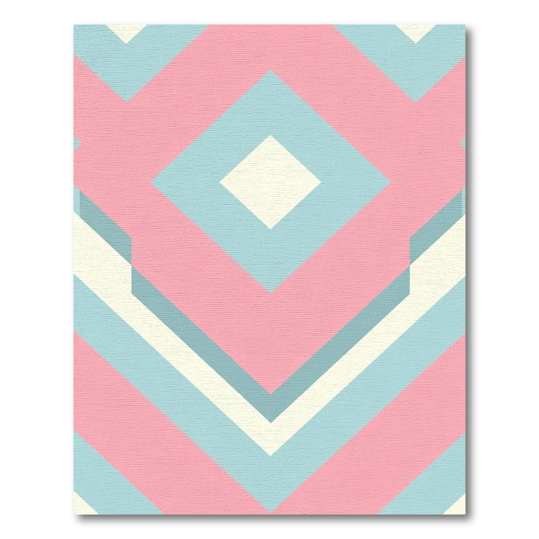 Pastel Pink Blue Geometric Diamond Overlap Rug