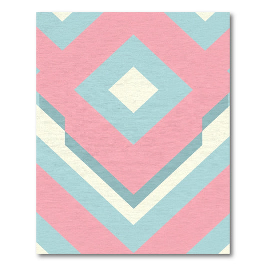 Pastel Pink Blue Geometric Diamond Overlap Rug