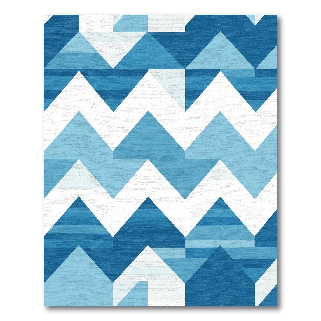 Deep Blue Geometric Mountain Peaks Rug