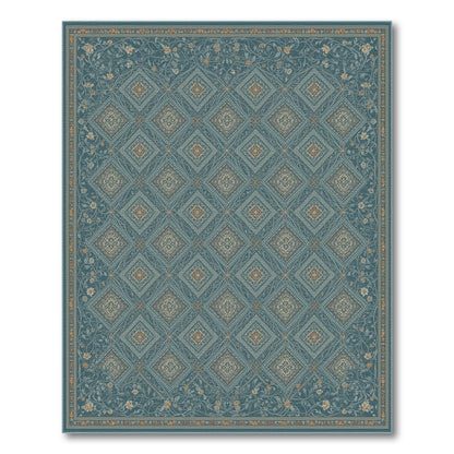Blue Teal Floral Vintage No. 45 Area Rug