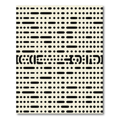 Abstract Black Dots Dash Composition Rug