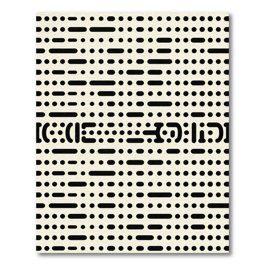 Abstract Black Dots Dash Composition Rug