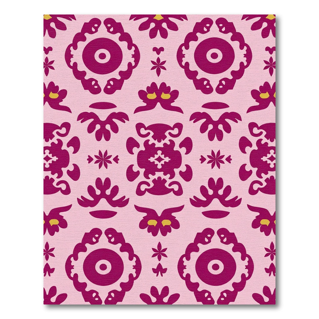 Fuchsia Pink Ornate Medallion Rug