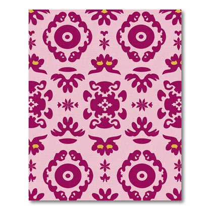 Fuchsia Pink Ornate Medallion Rug