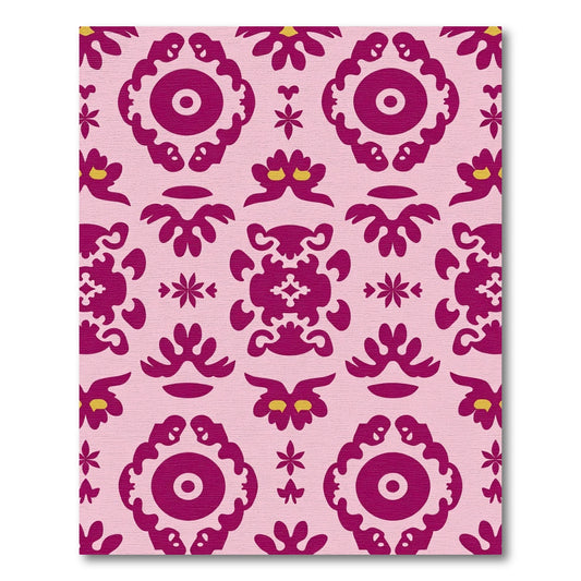 Fuchsia Pink Ornate Medallion Rug