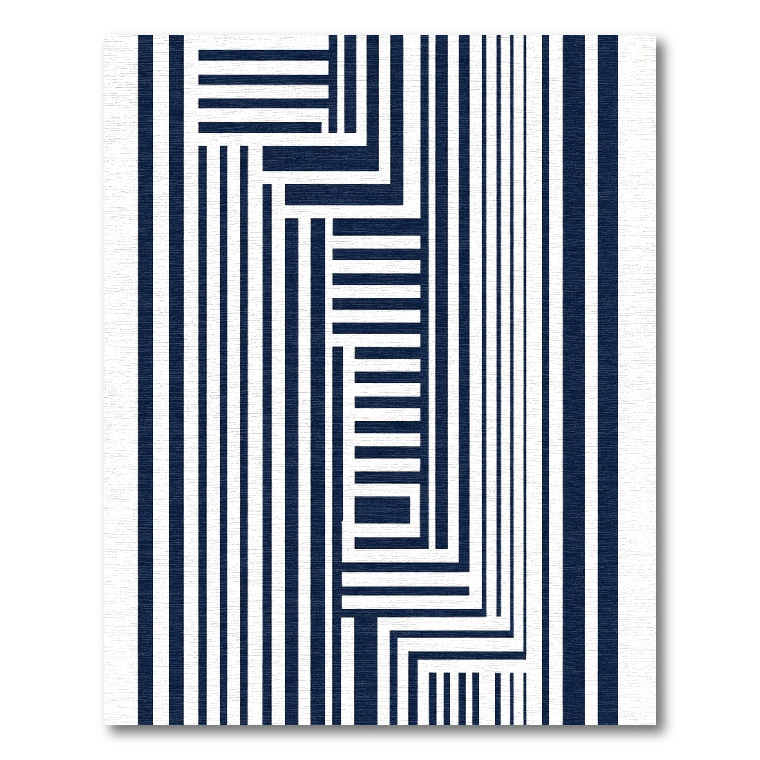 Navy White Geometric Maze Rug