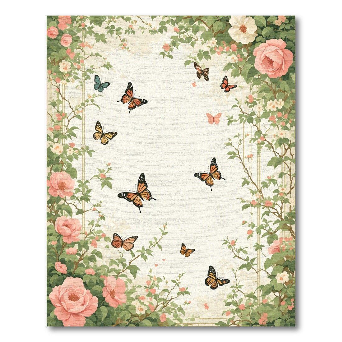 Enchanted Garden Butterflies Emerald Vines Rug