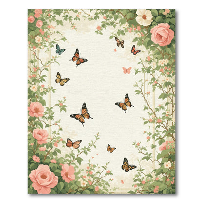 Enchanted Garden Butterflies Emerald Vines Rug