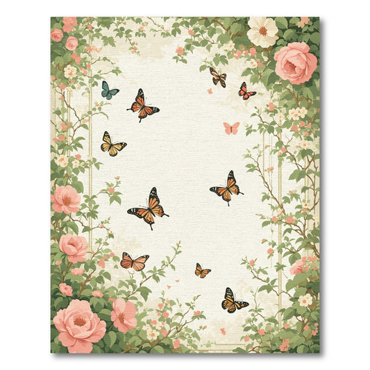 Enchanted Garden Butterflies Emerald Vines Rug