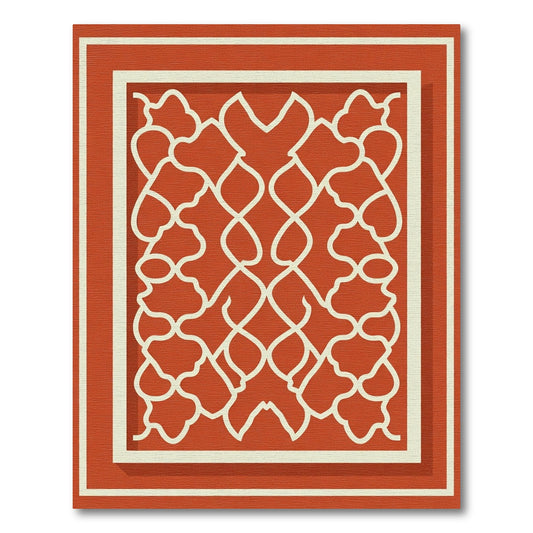 Terracotta Lattice Arabesque Trellis Rug