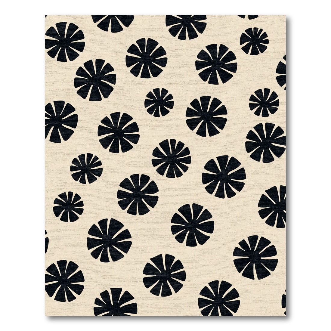 Black Flower Scatter Neutral Background Rug