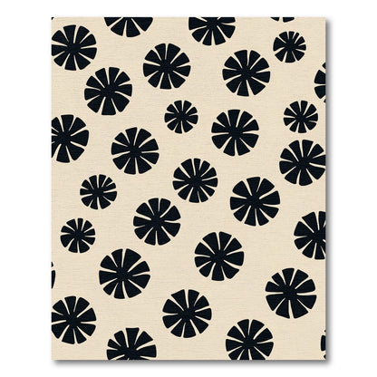 Black Flower Scatter Neutral Background Rug