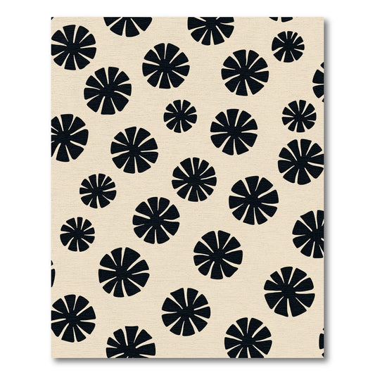 Black Flower Scatter Neutral Background Rug