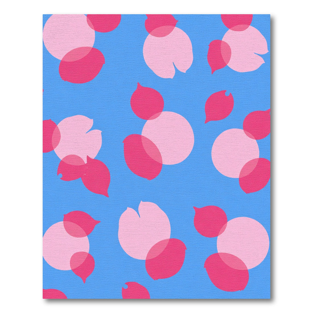 Pink Petal Scatter on Blue Rug