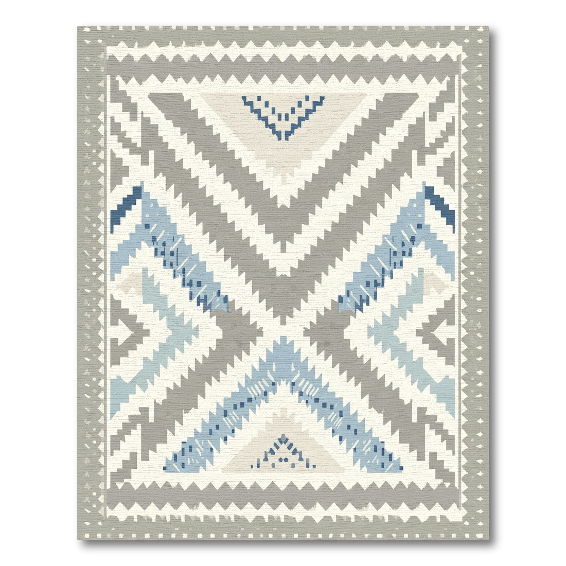 Geometric Gray Blue Zigzag Summit Rug