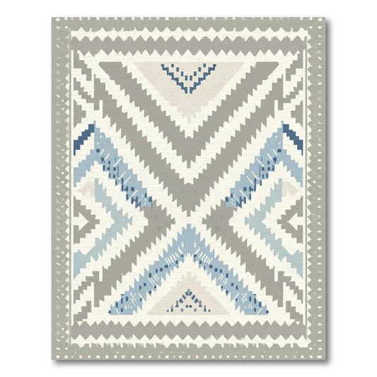 Geometric Gray Blue Zigzag Summit Rug