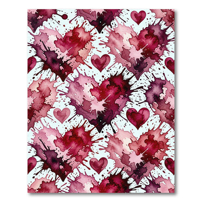 Crimson Pink Splatter Heart Collage Rug