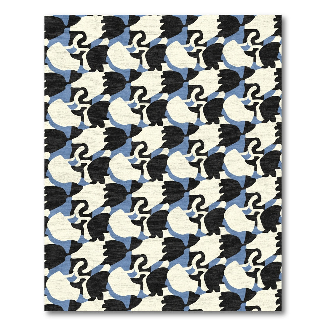 Modern Organic Black White Blue Rug