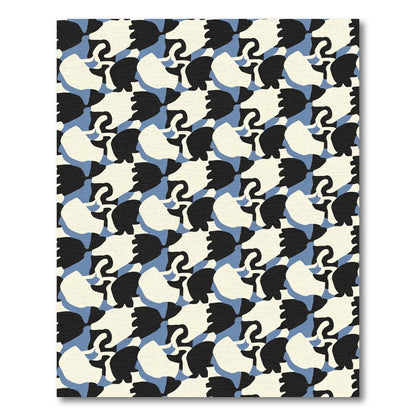 Modern Organic Black White Blue Rug