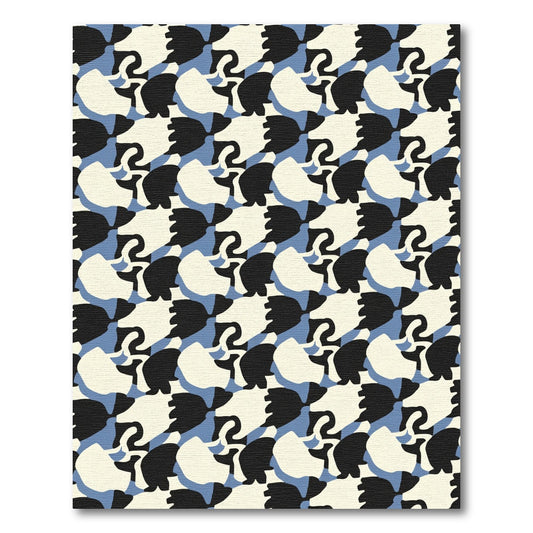 Modern Organic Black White Blue Rug