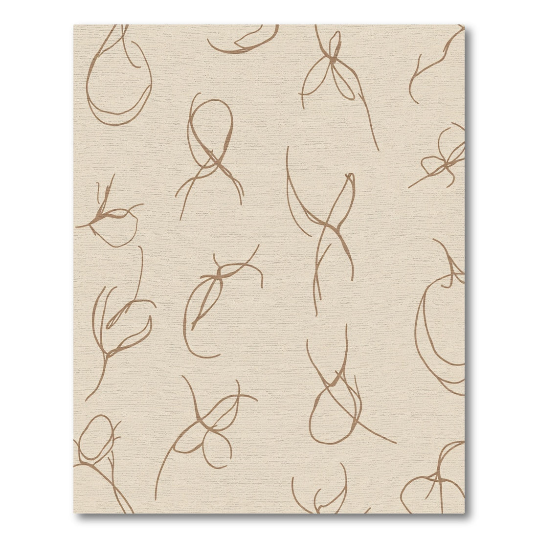 Abstract Brown Line Art Botanical Rug